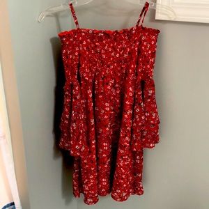 Girls off the shoulder floral dress.